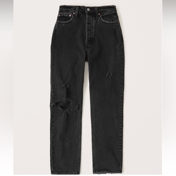 Abercrombie & Fitch Denim - Abercrombie and fitch black “the dad” high rise curve love Jean size 28 (6)